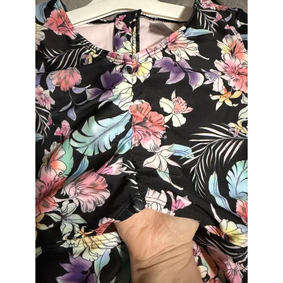 NWT Art Class Big Girl Size Large 10/12 Plus 50+ UPF Long Sleeve Swimsuit Floral - Picture 8 of 11